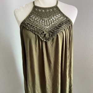 Olive green crochet tank XL